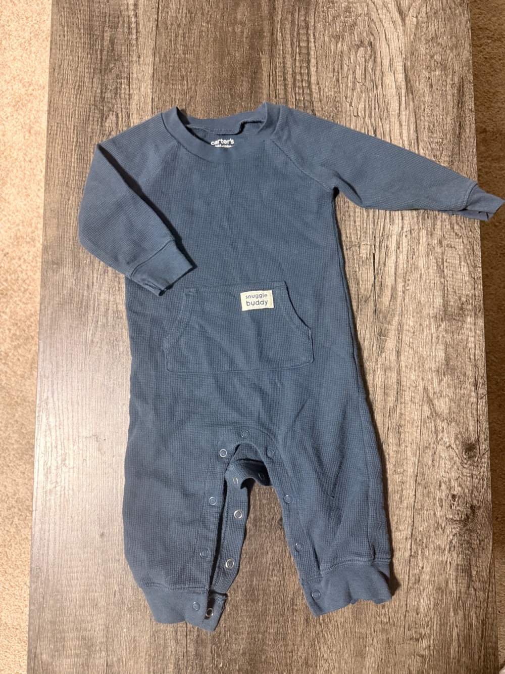 Carter's Navy Blue Waffle-Knit Crewneck Sweater Romper